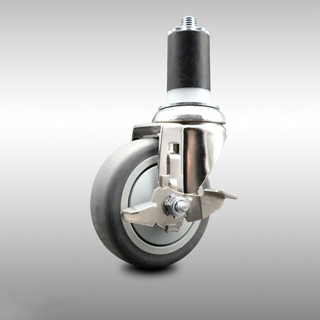 Service Caster 4 Inch 316SS Thermoplastic Rubber Swivel 1-1/2 Inch Expanding Stem Caster Brake SCC-SS316EX20S414-TPRB-TLB-112